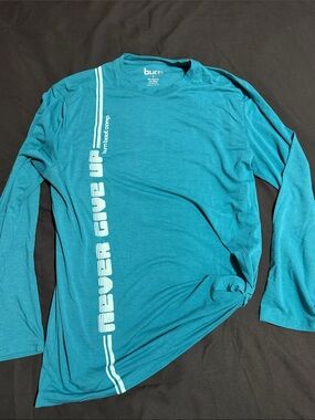 Unisex Teal Long-Sleeve Performance Shirt - Never Give Up